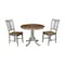 International Concepts Round 36 in Rd Extension Dining Table, 2 San Remo Chairs, Hickory/Stone, 36 W, 48 L, 29.3 in H, Wood K41-36RXT-C10-2 - alternate 1